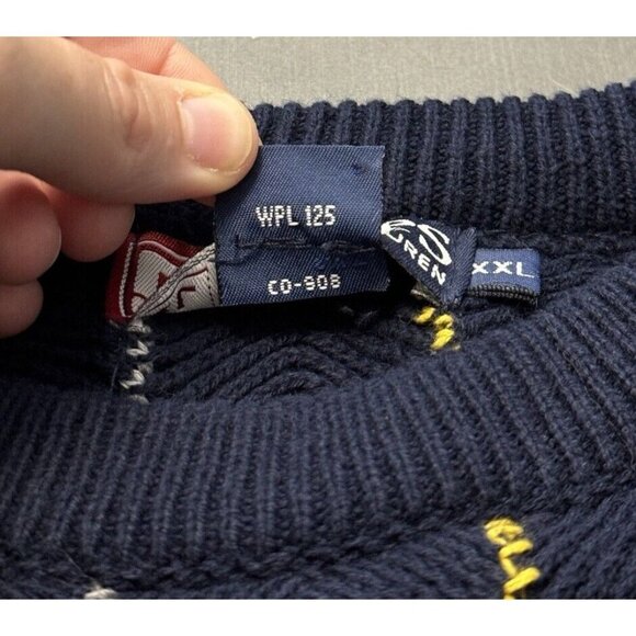 Vintage Ralph Lauren Chaps Sweater Mens XXL Navy Blue Vertical Stripe‎ Colorful - Picture 8 of 9